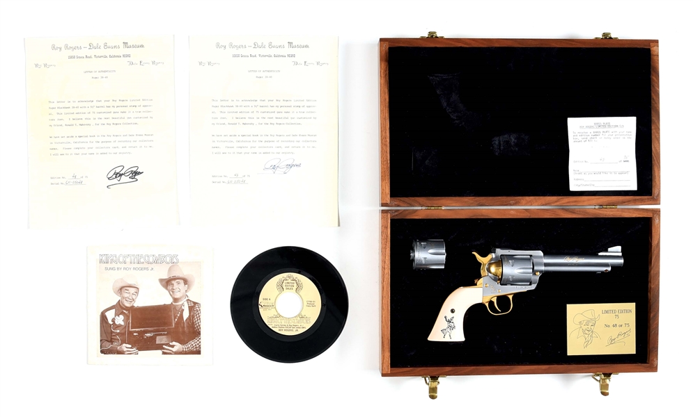 (M) SCARCE ROY ROGERS COMMEMORATIVE RUGER BLACKHAWK SINGLE ACTION REVOLVER, 1 OF ONLY 75 MADE.