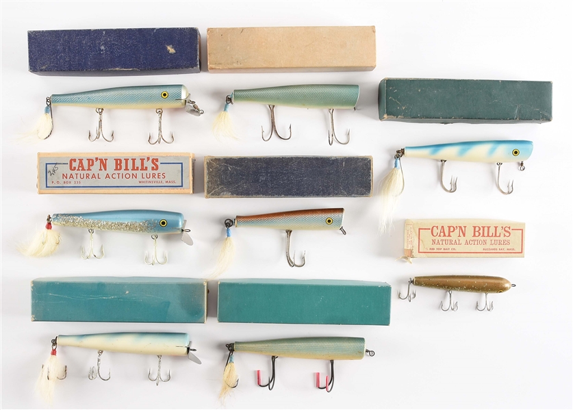 LOT OF 9: EARLY CAPN BILLS FISHING LURES.
