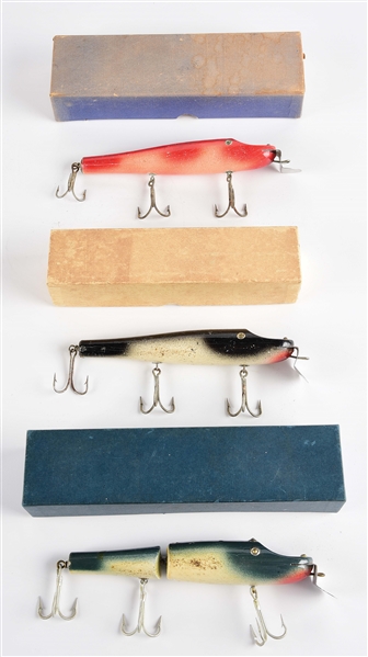 LOT OF 3: SCARCE BLUE STREAK SURF COMBER FISHING LURES.