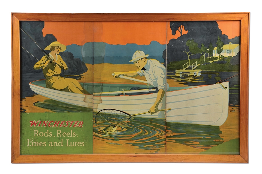 FRAMED WINCHESTER FISHING AD.