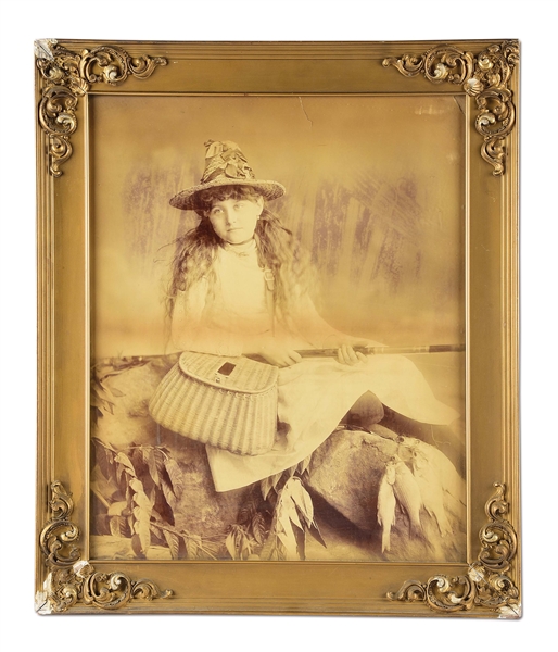 EARLY FRAMED VICTORIAN ERA FISHING-THEMED PHOTOGRAPH.