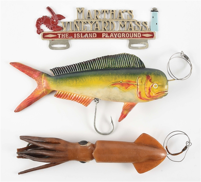LOT OF 3: SALTWATER FISHING-RELATED ITEMS.