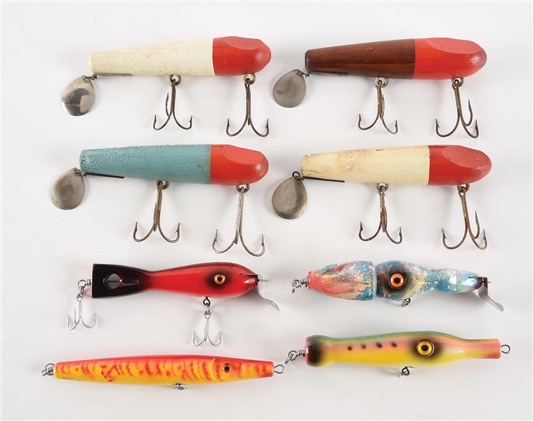 LOT OF 8: VARIOUS STRIPED BASS FISHING LURE.
