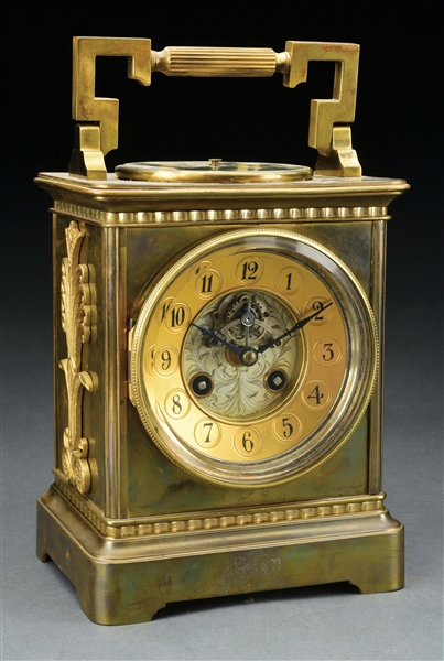 CARRIAGE CLOCK WITH BAROMETER.