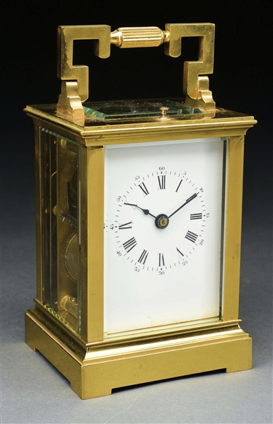 LARGE FIVE MINUTE REPEATER CARRIAGE CLOCK.