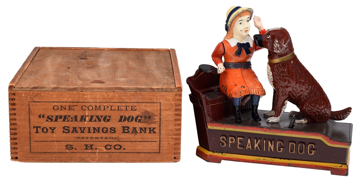 SPEAKING DOG MECHANICAL BANK W/BOX. 