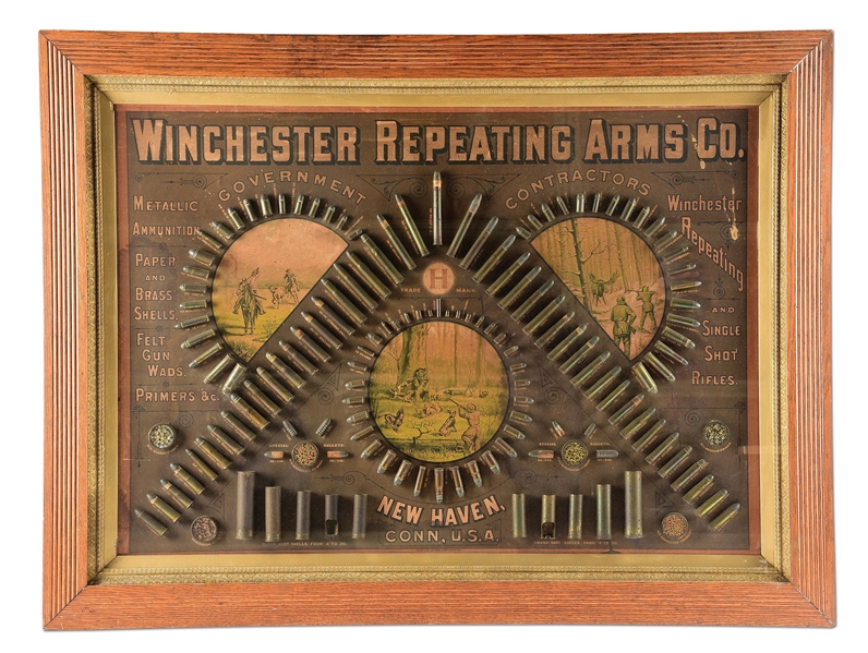 EARLY "INVERTED V" WINCHESTER REPEATING ARMS CARTRIDGE BOARD. 