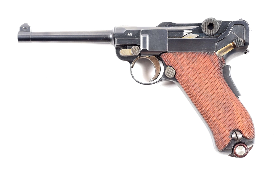 (C) DWM SWISS MODEL 1906 "CROSS IN SHIELD" CONTRACT LUGER SEMI-AUTOMATIC PISTOL WITH HOLSTER.