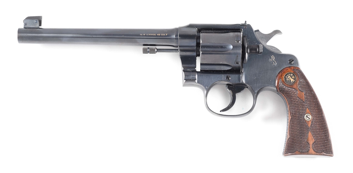 (C) VERY FINE COLT NEW SERVICE TARGET MODEL DOUBLE ACTION REVOLVER WITH FACTORY LETTER (1920).