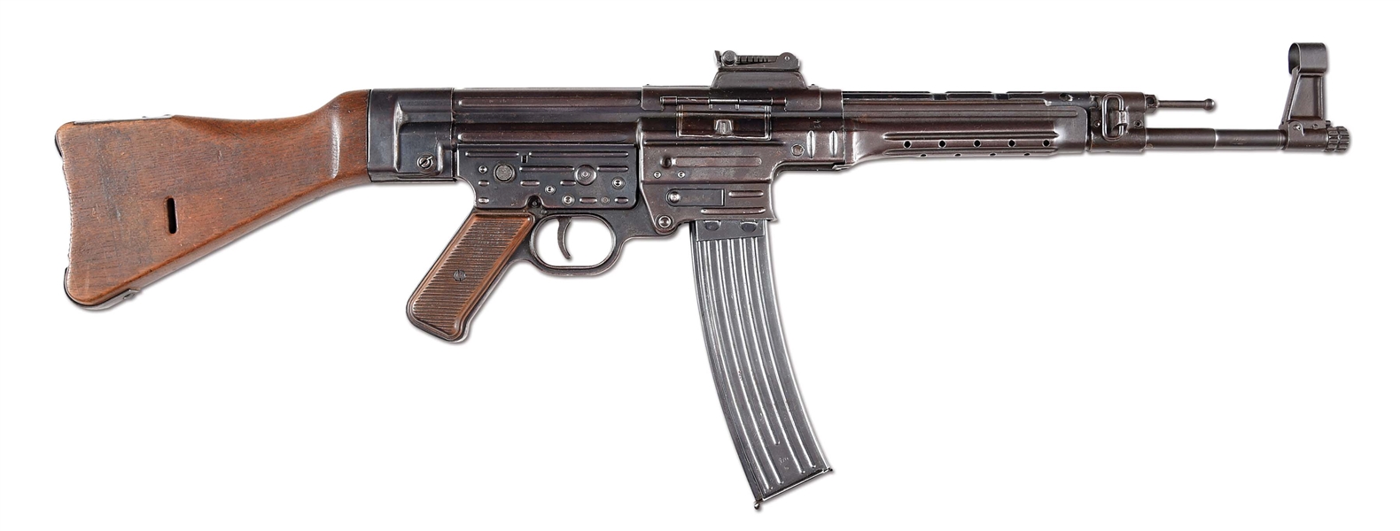 (N) HIGHLY DESIRABLE GERMAN MP-43 MACHINE GUN WITH ORIGINAL VINTAGE AMMUNITION (CURIO & RELIC).