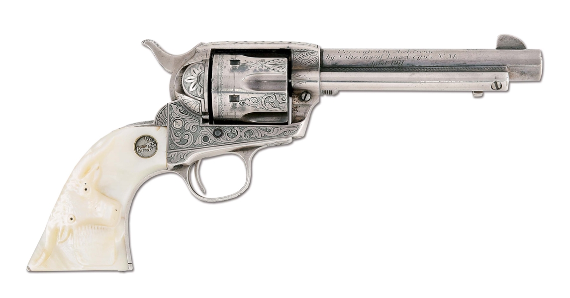 (C) RARE FACTORY INSCRIBED AND ENGRAVED COLT SINGLE ACTION REVOLVER WITH NEW MEXICO HISTORY