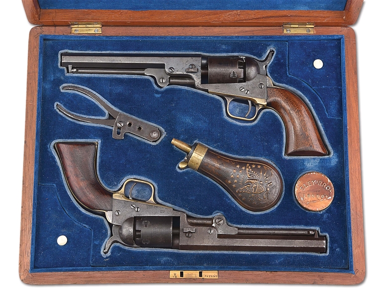 (A) LOT OF 2: CASED PAIR OF COLT 1849 POCKET PERCUSSION REVOLVERS.