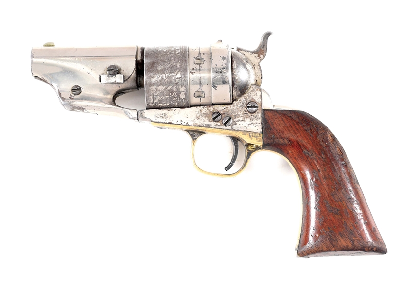 (A) NICKEL PLATED COLT 1860 ARMY RICHARDS CONVERSION "BELLY GUN."