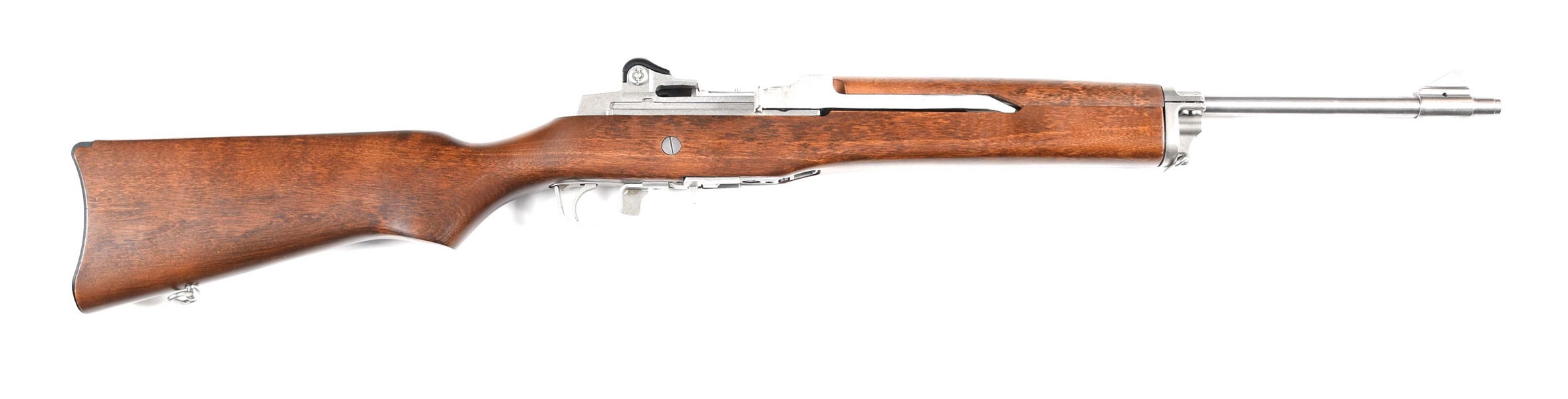 (M) STAINLESS RUGER MINI-14 SEMI AUTOMATIC RIFLE (1981).