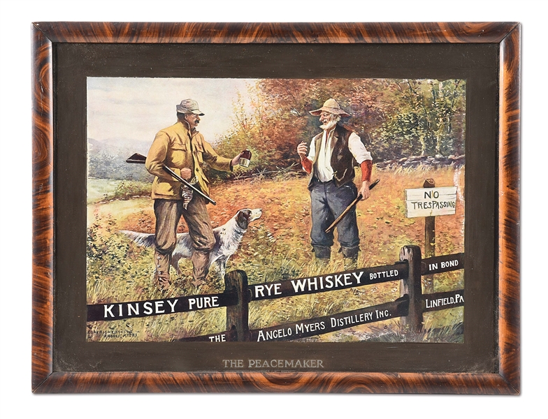 KINSEY PURE RYE WHISKEY THE PEACEMAKER HUNTING ADVERTISEMENT
