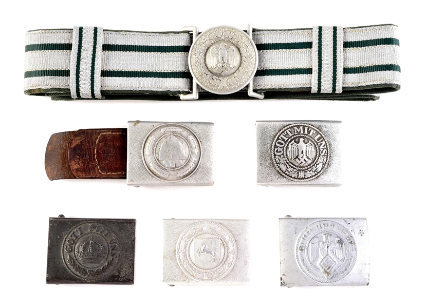 LOT OF 6: GERMAN WWI AND WWII DRESS BELT AND BUCKLES. 