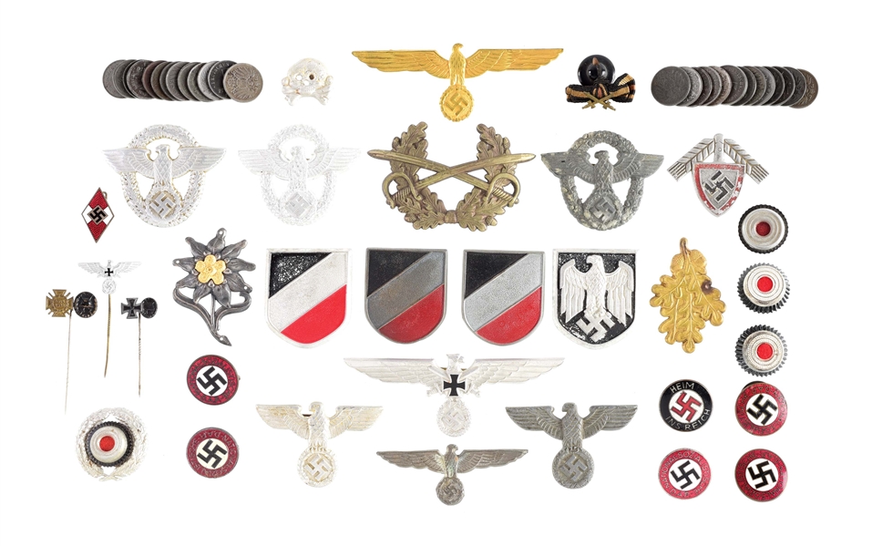 LOT OF MISCELANEOUS THIRD REICH MILITARIA AND POLITICAL PINS