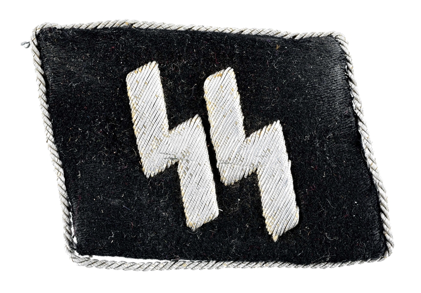 GERMAN WORLD WAR II SS OFFICERS COLLAR TAB WITH RZM TAG.