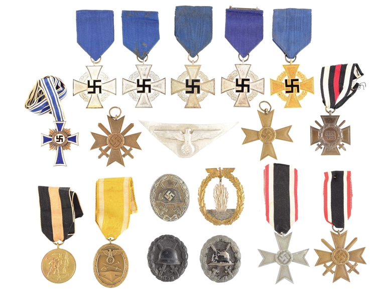 LOT OF 18: GERMAN WWII MEDALS AND BADGES