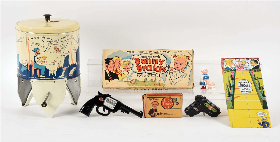 LOT OF 4: VARIOUS EARLY DICK TRACY TOY ITEMS.
