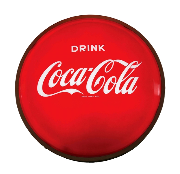 LIGHT-UP COCA-COLA BUTTON SIGN.