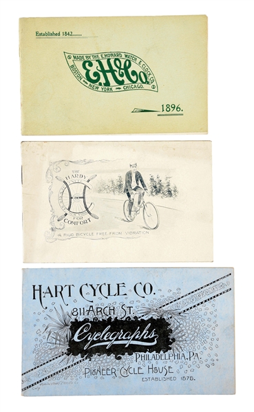 LOT OF 3: 1892 HART, 1896 E. HOWARD & HART BICYCLE CATALOGS.