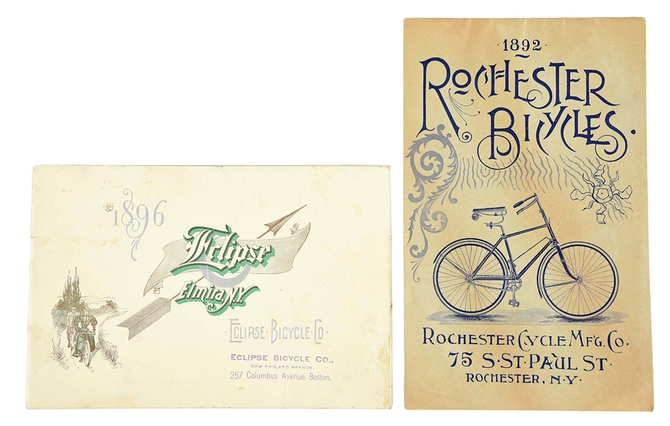 LOT OF 2: 1892 ROCHESTER AND 1896 ECLIPSE BICYCLE CATALOGS.