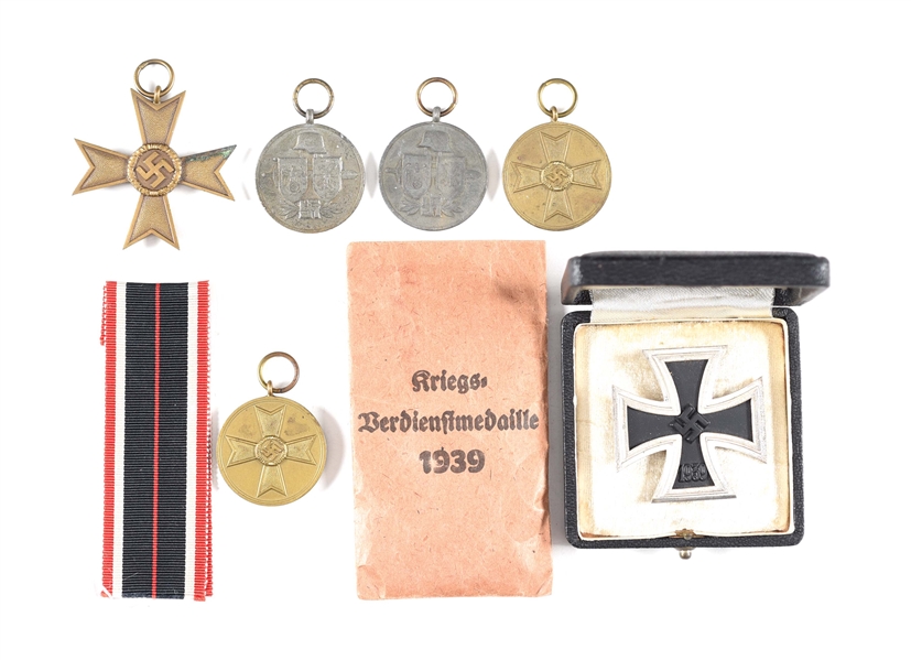 LOT OF 6: GERMAN WORLD WAR II MEDALS AND RIBBON 