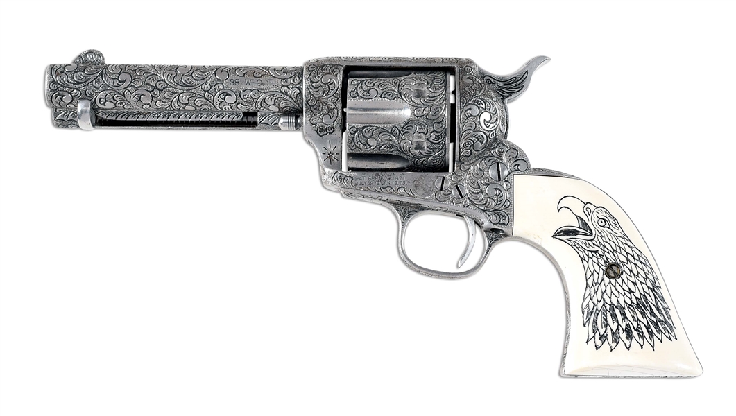 (A) N.C. FOSTER ENGRAVED COLT .38 WCF SINGLE ACTION ARMY REVOLVER.