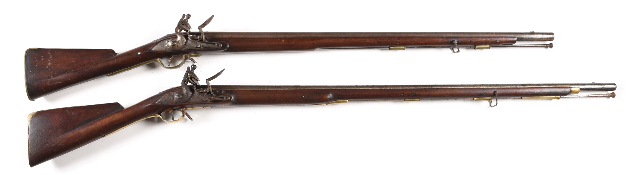 (A) LOT OF 2: BRITISH FLINTLOCK ROYAL NAVY SEA SERVICE MUSKET AND COMPOSITE VIRGINIA MARKED BROWN BESS.