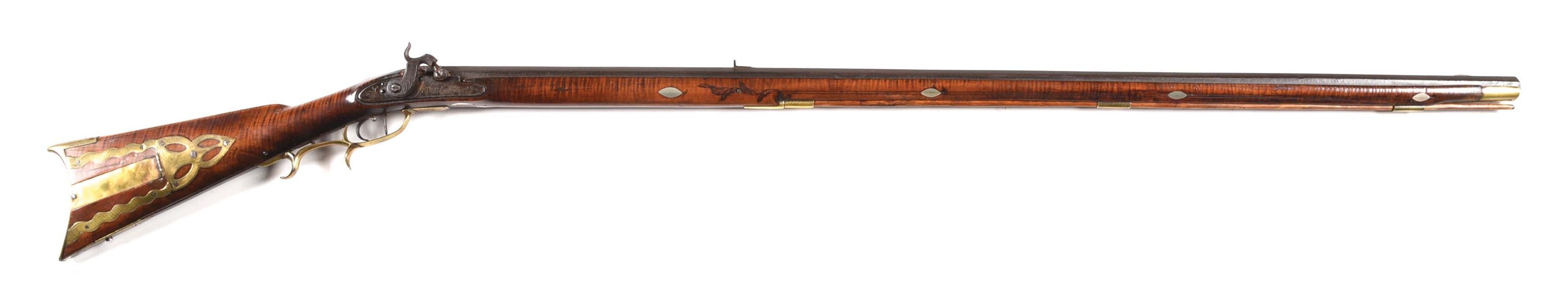 (A) CARVED  PERCUSSION RIFLE SIGNED "J.R.".