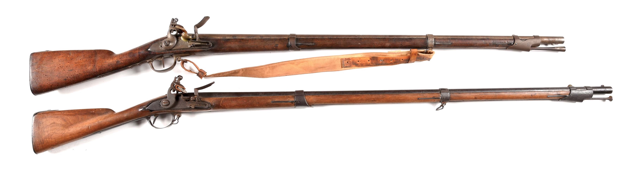 (A) LOT OF 2: FRENCH CHARLEVILLE FLINTLOCK MUSKETS.