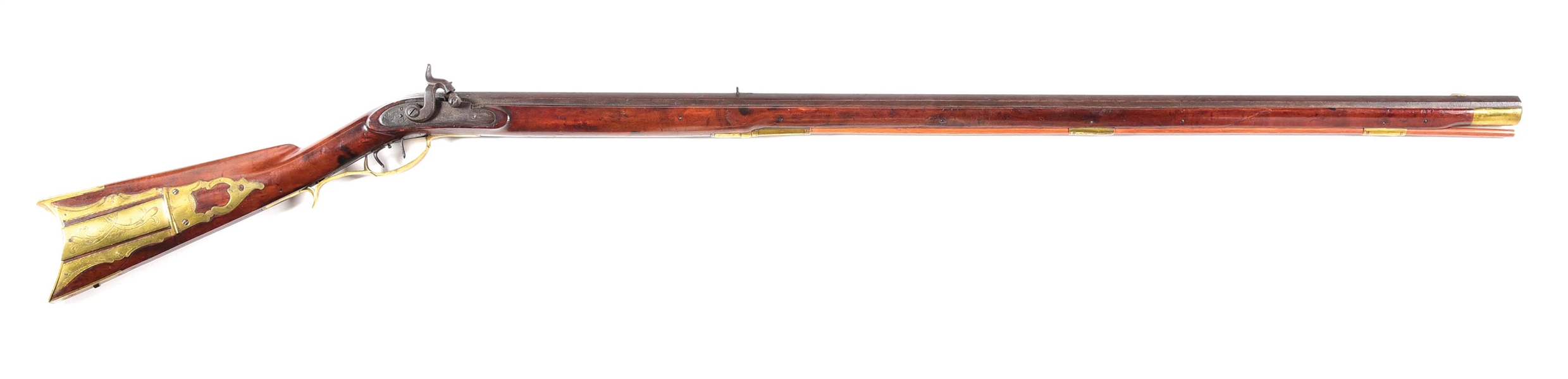 (A) JACOB MARKER SIGNED PERCUSSION KENTUCKY RIFLE.