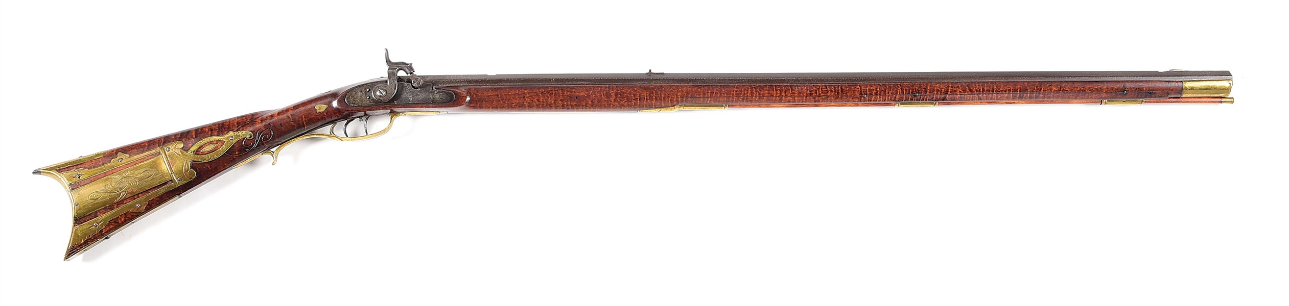 (A) N. ROWE SIGNED PERCUSSION KENTUCKY RIFLE.