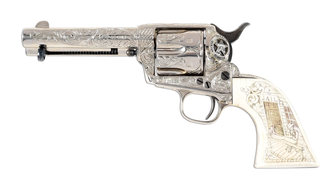 (A) COLT SINGLE ACTION ARMY ENGRAVED BY PHIL HUDSON. 