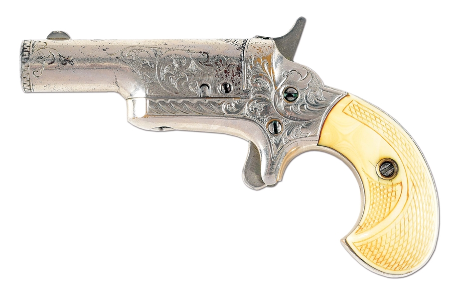 (A) NEW YORK ENGRAVED COLT NO. 3 THUER DERRINGER WITH IVORY GRIPS.