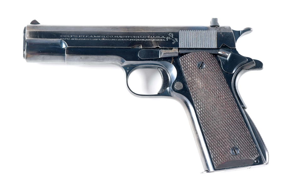 (C) EARLY, FIRST YEAR PRODUCTION, COLT ACE SEMI AUTOMATIC PISTOL WITH SOLID PRE-FLOATING CHAMBER BARREL.