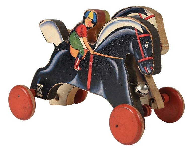 1937 FISHER PRICE NO. 766 PRANCING HORSES TOY.