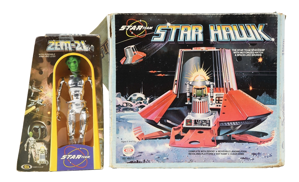 LOT OF 2: 1970S IDEAL STAR TEAM FIGURES AND VEHICLES.