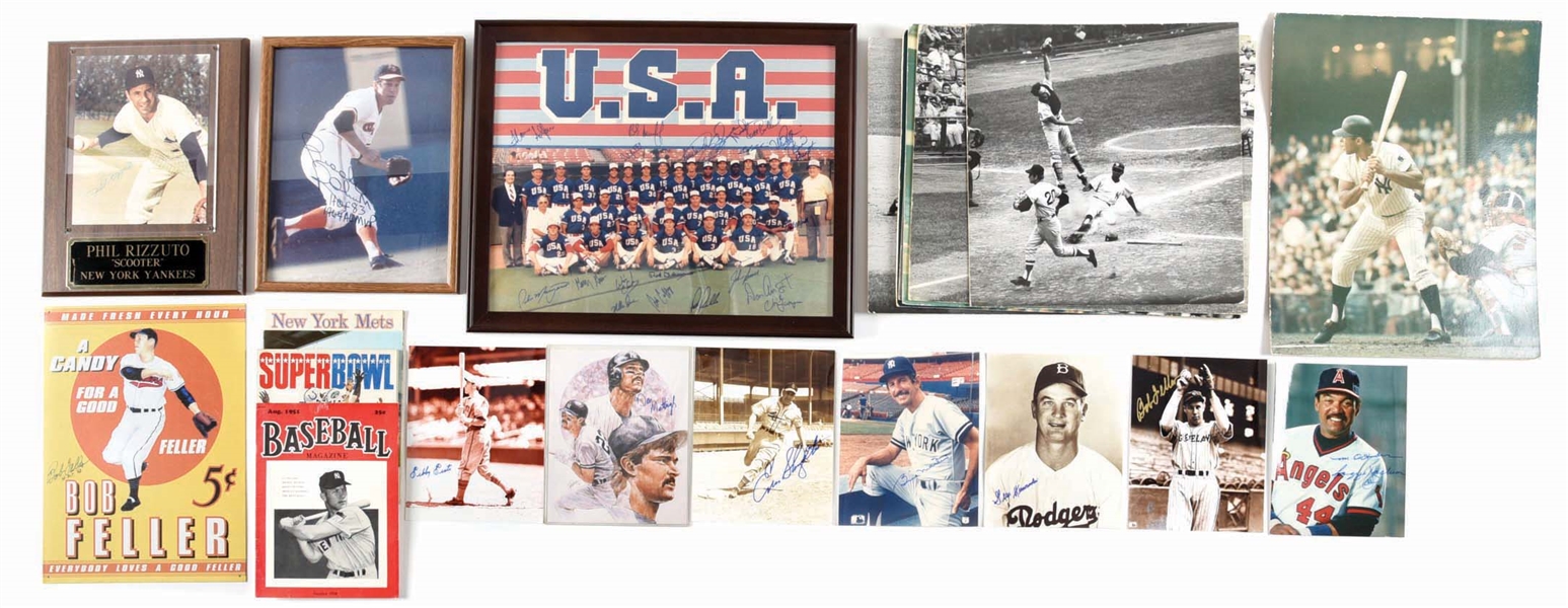 NICE LARGE MISCELLANEOUS LOT OF FOOTBALL AND BASEBALL MOSTLY AUTOGRAPHED MEMORABILLIA