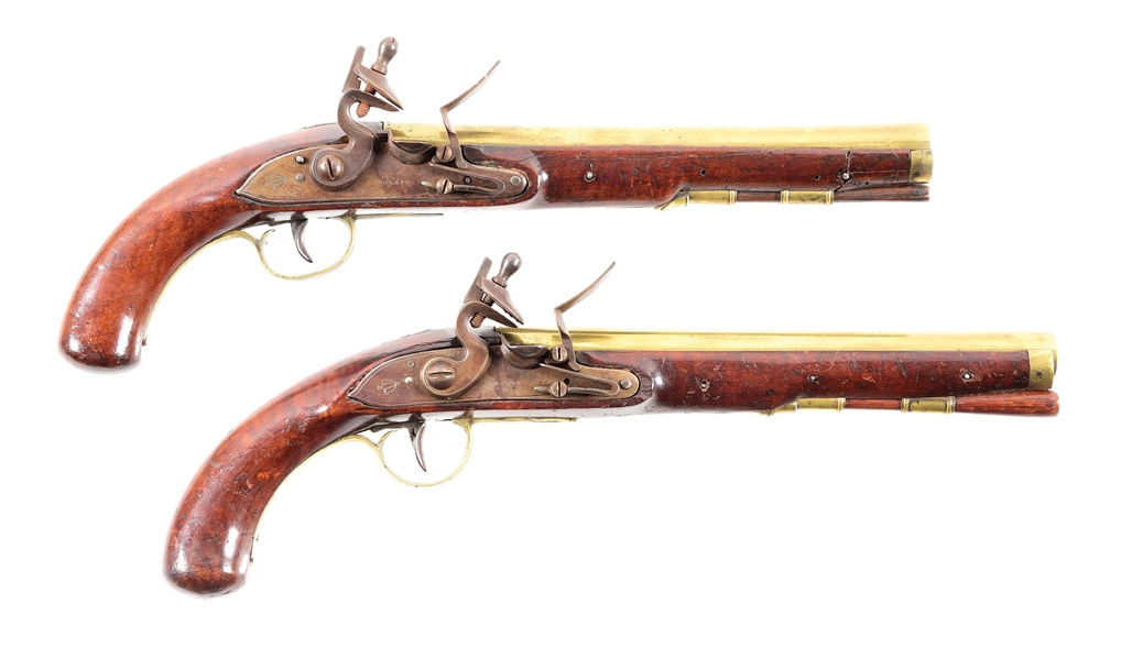 (A) PAIR OF AMERICAN STOCKED KENTUCKY PISTOLS.