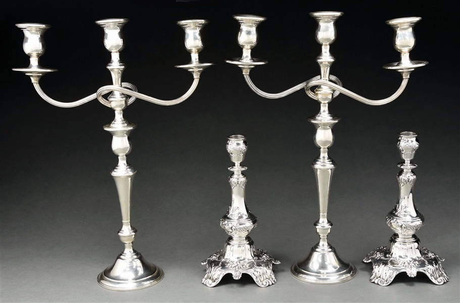 A PAIR OF GORHAM STERLING CANDLESTICKS. 