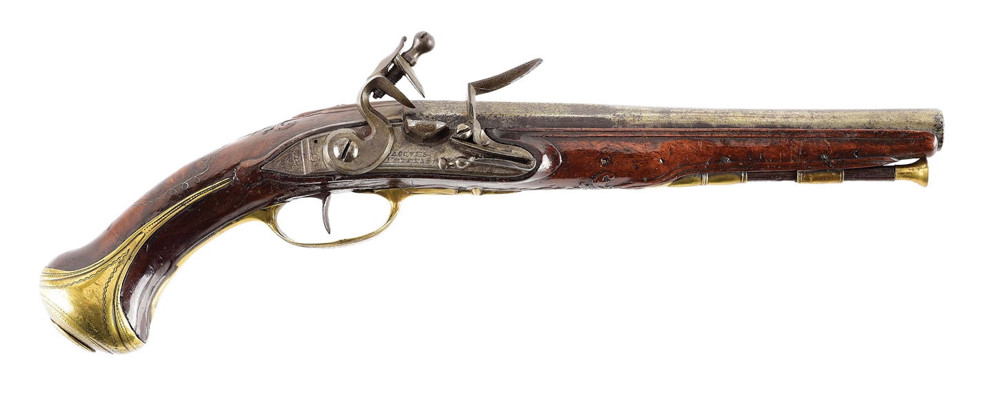 (A) FRENCH FLINTLOCK OFFICERS PISTOL BY JACQUES TEZENAS.