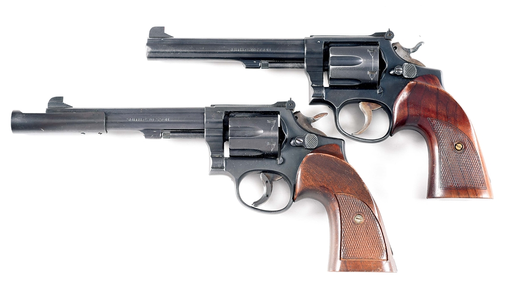 (C) LOT OF 2: SMITH & WESSON K38 TARGET MASTERPIECE AND SMITH & WESSON K38 DOUBLE ACTION REVOLVERS.