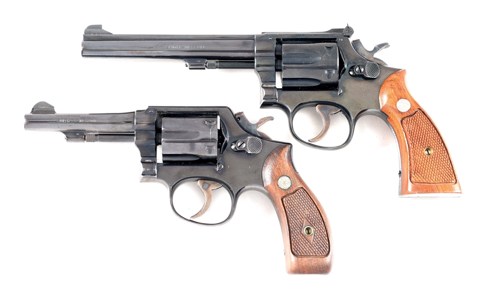 (C) LOT OF 2: SMITH & WESSON MODEL 17-2 AND 10-5 DOUBLE ACTION REVOLVERS.