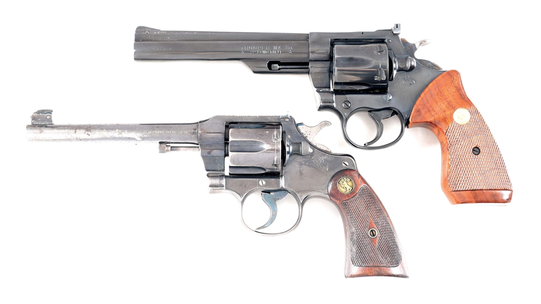 (M) LOT OF 2: COLT TROOPER MK III AND OFFICERS MODEL 38 DOUBLE ACTION REVOLVERS.