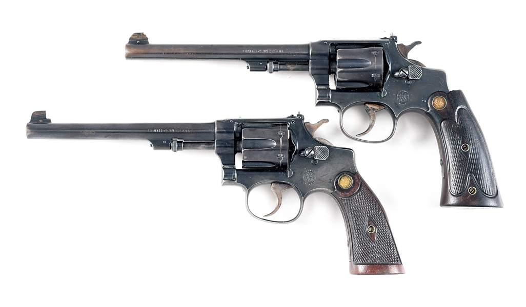 (C) LOT OF 2: SMITH & WESSON MODEL .22/32 HEAVY FRAME TARGET DOUBLE ACTION REVOLVERS.