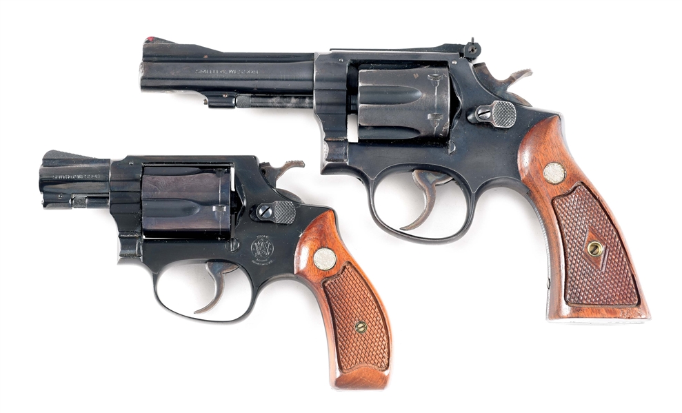 (C) LOT OF 2: (A) SMITH & WESSON MODEL K22 AND (B) SMITH & WESSON MODEL 36 DOUBLE ACTION REVOLVERS.
