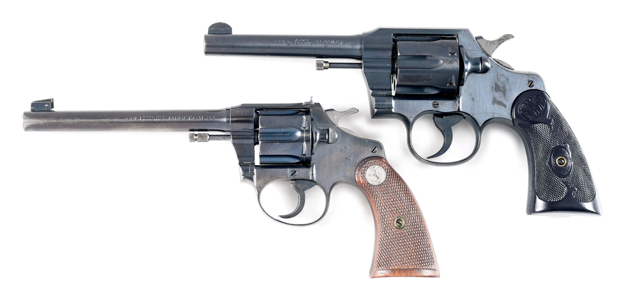 (C) LOT OF 2: COLT ARMY SPECIAL AND POLICE POSITIVE TARGET REVOLVERS.