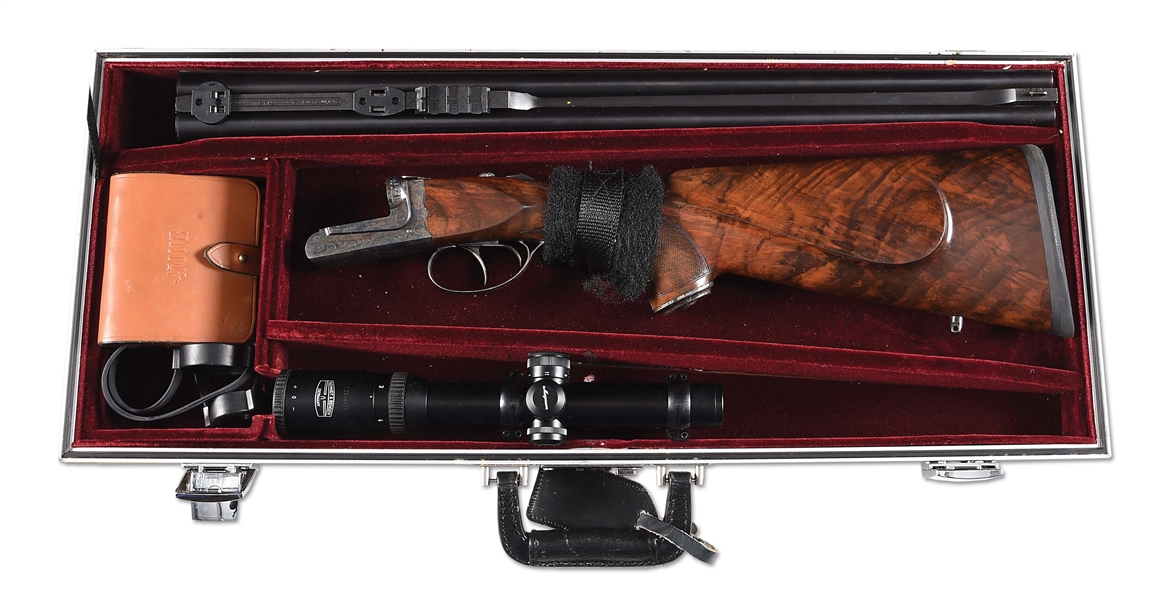 (M) CHAPUIS .470 NITRO EXPRESS SIDE BY SIDE DOUBLE RIFLE WITH SCOPE AND CASE.